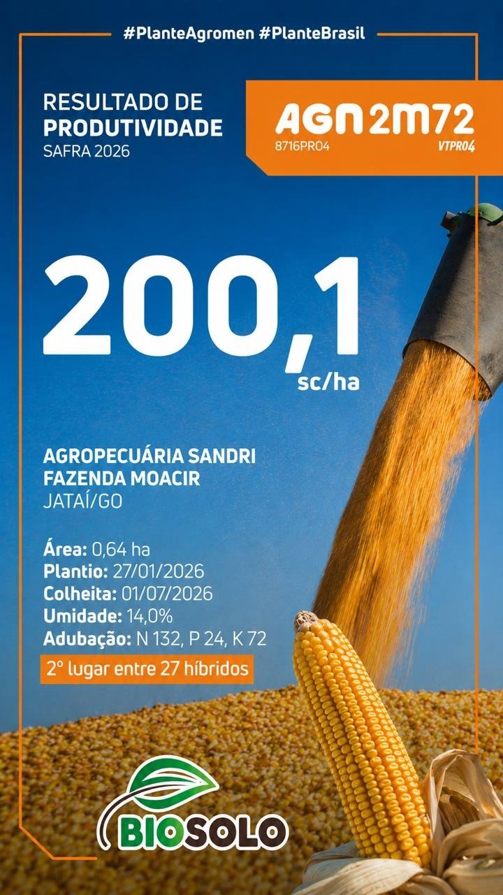 Híbrido de milho AGN 2M72 PRO4 Agromen